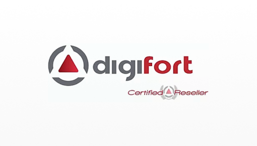 Logotipo da Digifort, empresa brasileira presente em diversos países, exportando sua tecnologia