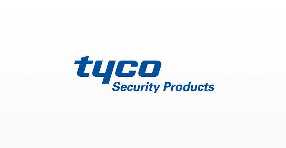 Logotipo da Tyco Security Products, líder mundial em sistemas de segurança integrados